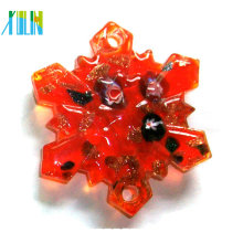 Dijes colgantes de cristal de flor roja de nieve con cuentas de oro Millefiori